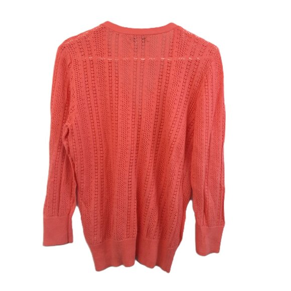 Willie Smith Sweater Size Large Long Sleeve Button-up Cotton & Linen Coral Color - Picture 3 of 8